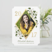 Faux Gold Ivy League Afstudeerder Foto-uitnodiging Kaart (Staand voorkant)