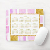 Faux Gold Jaarlijks 2024 Kalender Muismatten Roze (Met muis)