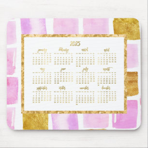 Faux Gold Jaarlijks 2025 Kalender Muismatten Roze