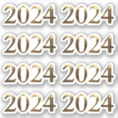 Faux Gold Jaarnummer Gelukkig Nieuwjaar 2024 Sticker (Voorkant)