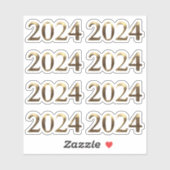 Faux Gold Jaarnummer Gelukkig Nieuwjaar 2024 Sticker (Vel)