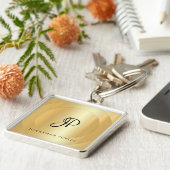 Faux Gold Jouw naam Elegant Monogram Sjabloon Sleutelhanger (Zijkant)