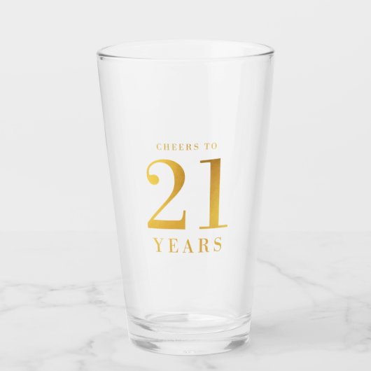 Faux Gold juicht 21 jaar toe Glas (Voorkant)