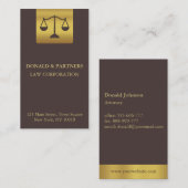 Faux Gold Justice Scales Law Attorney Visitekaartje (Voorkant / Achterkant)