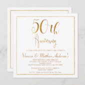 Faux Gold Kalligrafie Lijst 50e Jubileum Kaart (Voorkant / Achterkant)