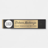 Faux Gold Kantoor Deurborden Zwarte Logo Deurbordje (Voorkant)
