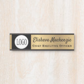 Faux Gold Kantoor Deurborden Zwarte Logo Deurbordje (Voorkant)