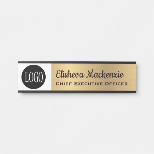 Faux Gold Kantoor Deursignes Uw Logo hier Deurbordje (Voorkant)