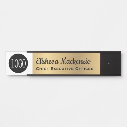 Faux Gold Kantoor Deursignes Uw Logo hier Deurbordje (Voorkant)