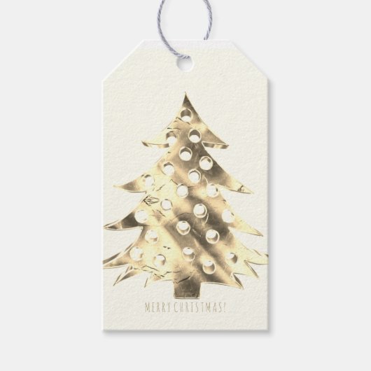 Faux Gold kerstboom Elegant Cadeaulabel (Voorkant)