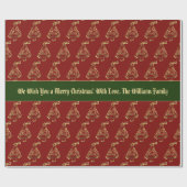 Faux Gold Kerstroodroodpatroon Voeg tekst toe Cadeaupapier (Vlak)