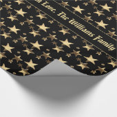 Faux Gold Kerststerren Patroon Voeg zwarte tekst t Cadeaupapier (Hoek)