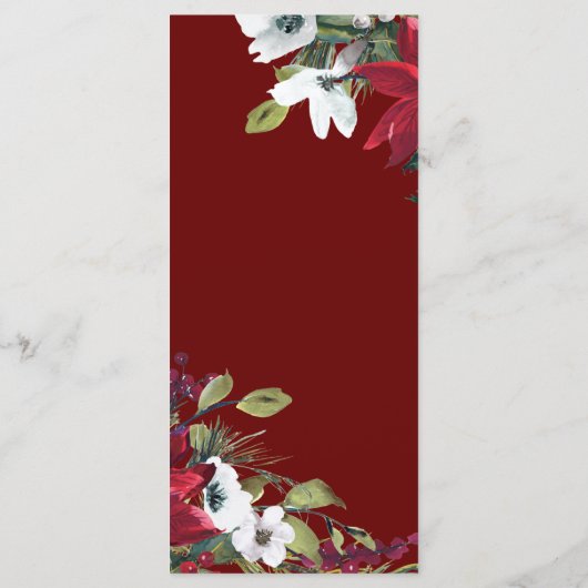 Faux Gold Kerstvakantie Trouwkaart Menu (Achterkant)