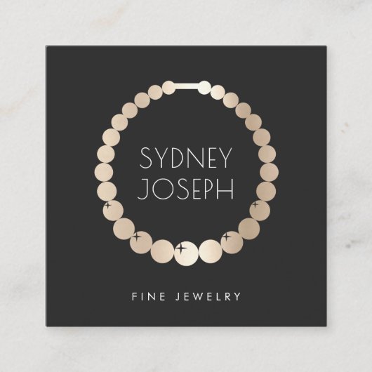 Faux Gold Ketting Logo | Ontwerp van juwelen Vierkante Visitekaartje (Voorkant)