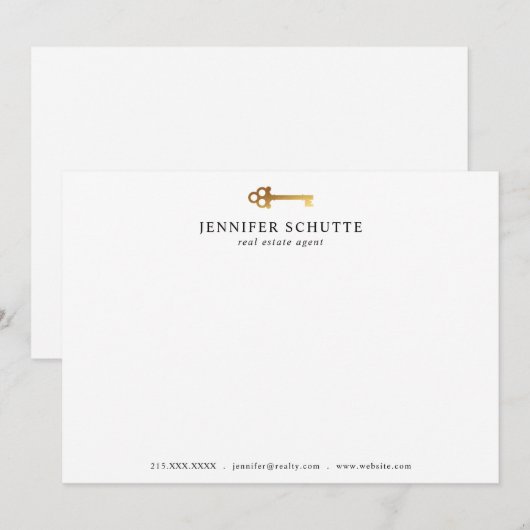 Faux Gold Key - Speciaal aangepaste grafische vorm Notitiekaartje (Voorkant / Achterkant)