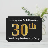 Faux Gold Kijk 30th Wedding Jubileum Party Kaart (Staand voorkant)