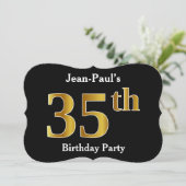 Faux Gold Kijk 35th Birthday Party + aangepaste na Kaart (Staand voorkant)