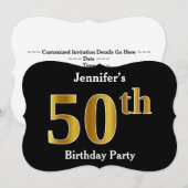 Faux Gold Kijk 50th Birthday Party + aangepaste na Kaart (Voorkant / Achterkant)