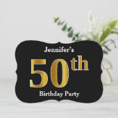 Faux Gold Kijk 50th Birthday Party + aangepaste na Kaart (Staand voorkant)