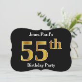 Faux Gold Kijk 55th Birthday Party + aangepaste na Kaart (Staand voorkant)