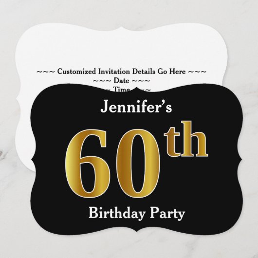 Faux Gold Kijk 60th Birthday Party + aangepaste na Kaart (Voorkant / Achterkant)