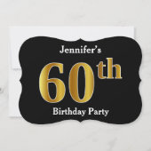 Faux Gold Kijk 60th Birthday Party + aangepaste na Kaart (Voorkant)