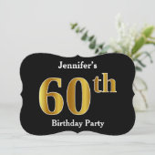 Faux Gold Kijk 60th Birthday Party + aangepaste na Kaart (Staand voorkant)