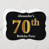 Faux Gold Kijk 70th Birthday Party + aangepaste na Kaart (Voorkant / Achterkant)