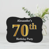 Faux Gold Kijk 70th Birthday Party + aangepaste na Kaart (Staand voorkant)