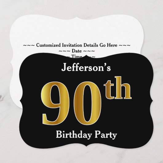 Faux Gold Kijk 90th Birthday Party + aangepaste na Kaart (Voorkant / Achterkant)