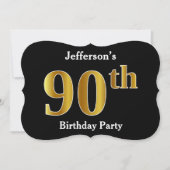 Faux Gold Kijk 90th Birthday Party + aangepaste na Kaart (Voorkant)