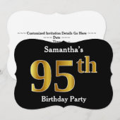 Faux Gold Kijk 95th Birthday Party + aangepaste na Kaart (Voorkant / Achterkant)