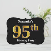 Faux Gold Kijk 95th Birthday Party + aangepaste na Kaart (Staand voorkant)