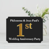 Faux Gold Kijk uit naar het Jubileum van 1 bruilof Kaart (Staand voorkant)