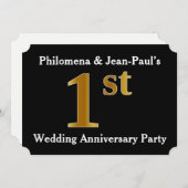 Faux Gold Kijk uit naar het Jubileum van 1 bruilof Kaart (Voorkant / Achterkant)