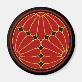  Faux Gold Kiku Chrysanthemum Mon Grafisch Magneet