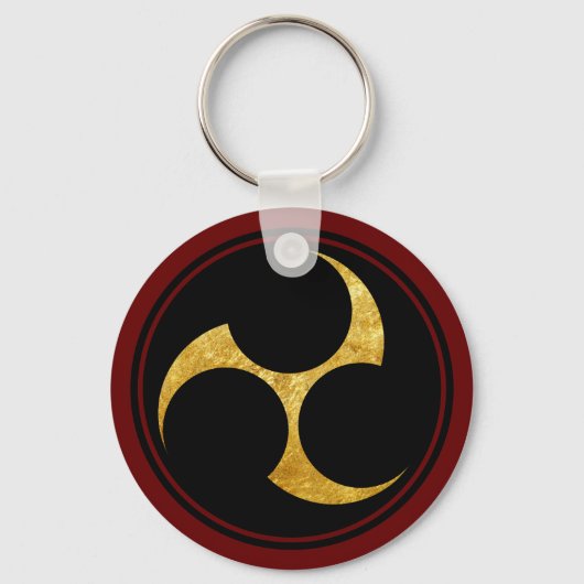  Faux Gold Kobayakawa Japan Mon Grafisch Sleutelhanger (Voorkant)