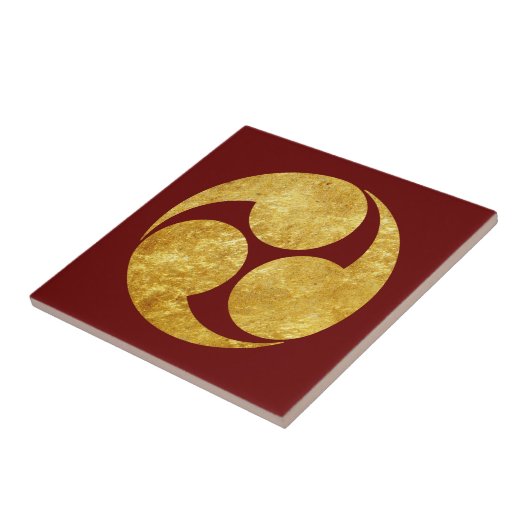 Faux Gold Kobayakawa Japan Mon Oriental Tegeltje (Zijkant)