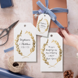 Faux Gold Labels Laurel Olive Wreatf Wedding Cadeaulabel