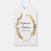 Faux Gold Labels Laurel Olive Wreatf Wedding Cadeaulabel (Voorkant)