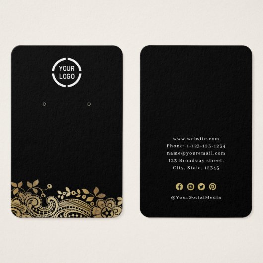 Faux Gold lace, aangepast zwart logo-oorscherm Visitekaartje (Voorkant /achterkant)