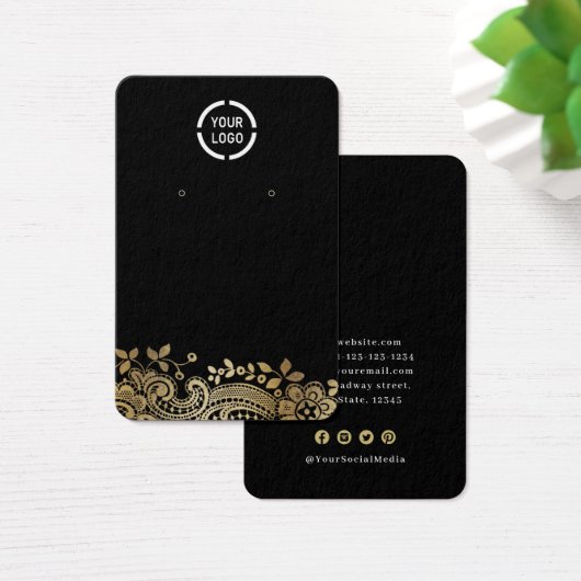 Faux Gold lace, aangepast zwart logo-oorscherm Visitekaartje (Bureau)