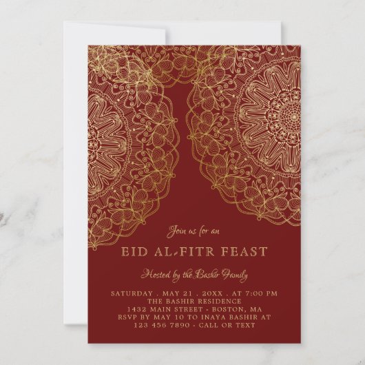Faux Gold Lace Elegant Eid Feast Kaart (Voorkant)