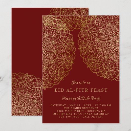 Faux Gold Lace Elegant Eid Feast Kaart (Voorkant / Achterkant)