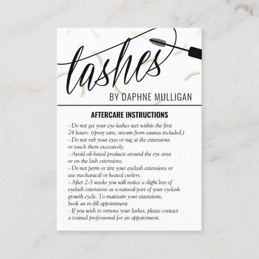 Faux Gold Lash Mascara Wand Lash Artist Nazorg Visitekaartje (Voorkant)