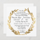 Faux Gold Laurel Wreath Olive Leaf Branch Square Kaart (Voorkant / Achterkant)