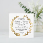 Faux Gold Laurel Wreath Olive Leaf Branch Square Kaart (Staand voorkant)