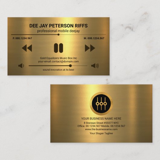 Faux Gold Layer Video Sound Display Sound Mixer Visitekaartje (Voorkant / Achterkant)