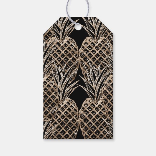 Faux Gold Leaf Ananas Collage Cadeaulabel (Voorkant)