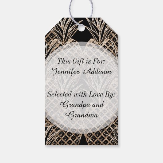 Faux Gold Leaf Ananas Collage Cadeaulabel (Achterkant)